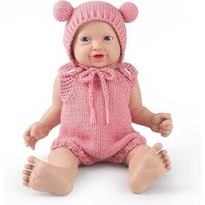 ❤️ 12 inch Full Silicone Baby Girl Doll Realistic Reborn Doll with Opening Mouth